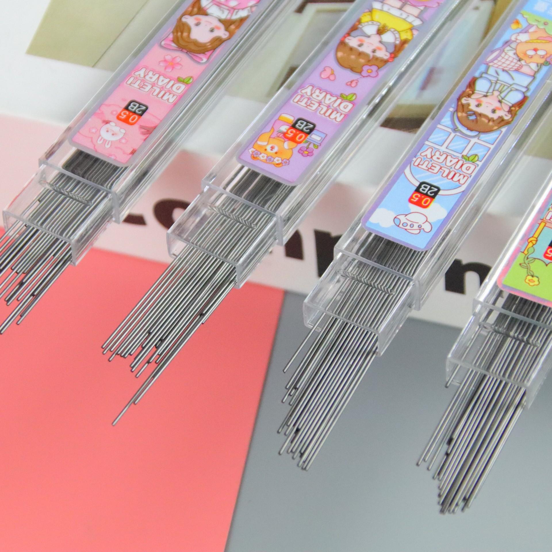 good-looking girl heart mechanical pencil lead retractable pencil accessories refill 0.5 mm2b polymer lead refill stationery wholesale Specification drawing