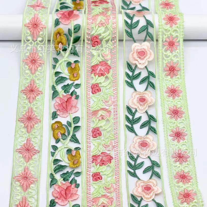 5cm wide color thickening embroidery organza bilateral lace diy hanfu ethnic style clothing knitted lace accessories details Picture