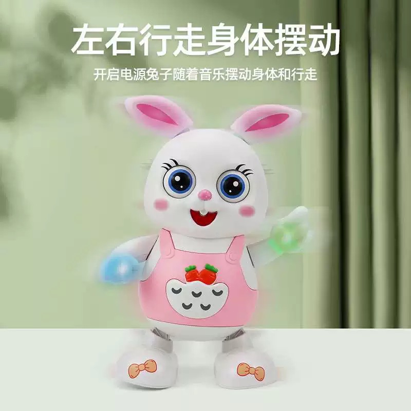 New children's electric singing and dancing cute rabbit toy, children's electric luminous toy Specification image