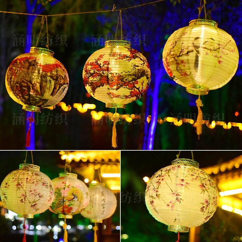 lantern ancient style portable balcony outdoor chandelier outdoor waterproof and sun protection led ink painting chinese style 2023 new Application Scenario