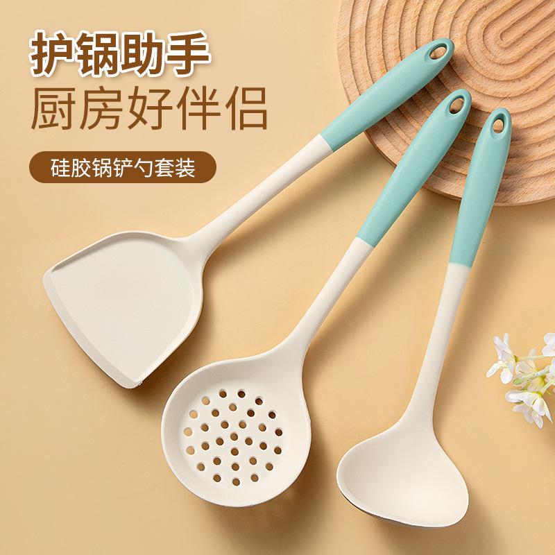food grade high temperature resistant silica gel turner cooking spatula set silicone spoon soup kitchen utensils cooking tools