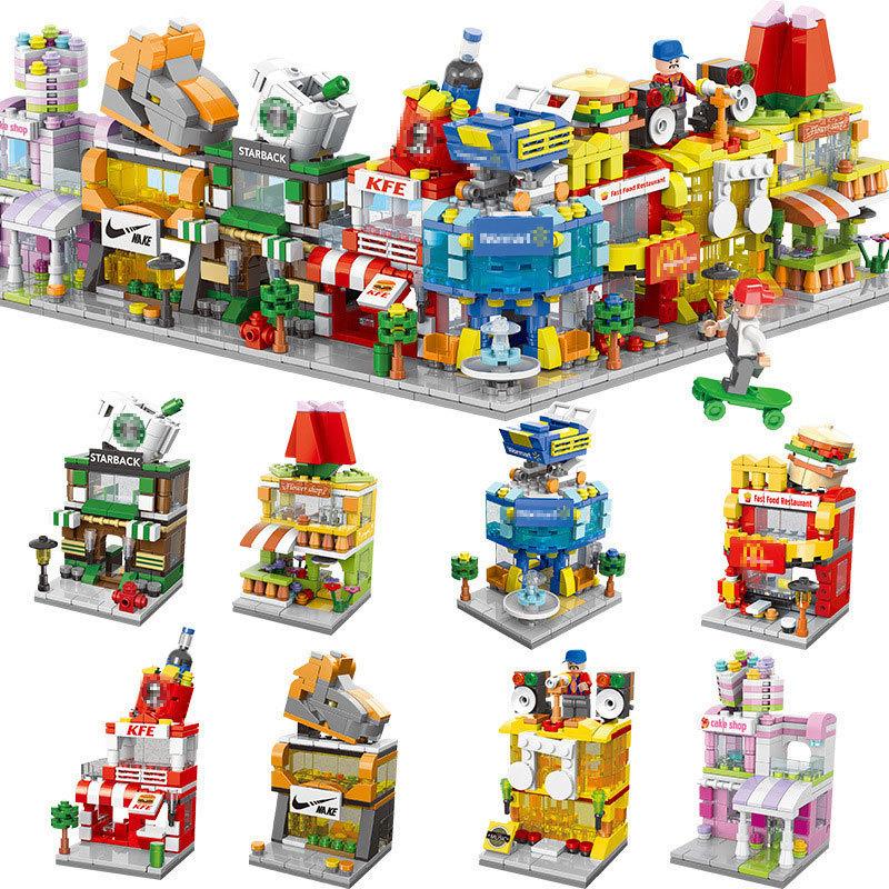 lele brothers compatible with lego particle assembled building blocks mini city street view children's educational enlightenment toys wholesale