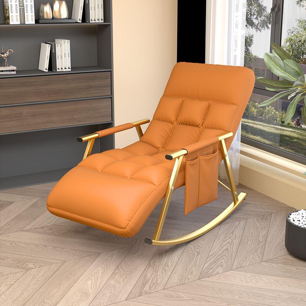 faux leather rocking chair recliner adult balcony home leisure sleeping lazy sofa single internet celebrity rocking chair