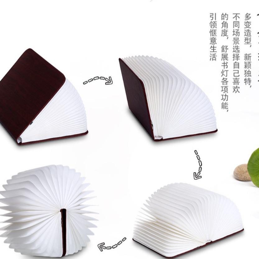three-color eye protection lighting table lamp gift led wooden wholesale carving folding boy lamp stack flip small night lamp details Picture