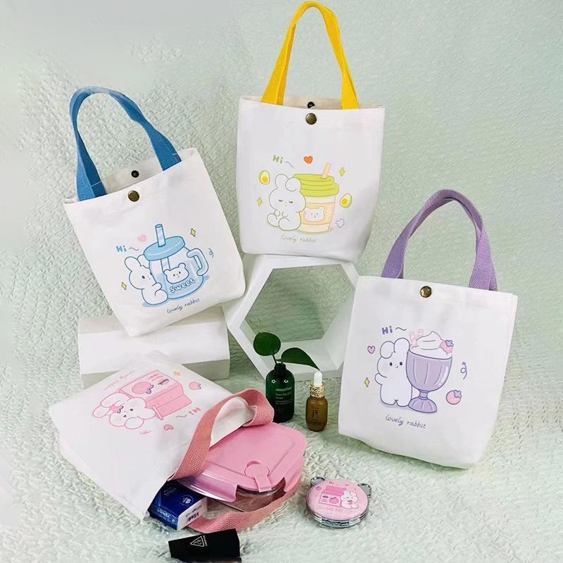 horizontal trapezoid bento canvas bag wholesale environmental friendly muslin bag one shoulder portable canvas bag in stock student shopping full figure