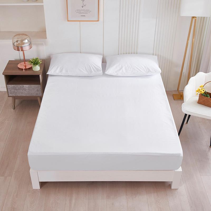 cross-border polyester full cotton knitted fabric fitted sheet mattresses protective cover elastic knitted fabric solid color bedspread waterproof mattress protector