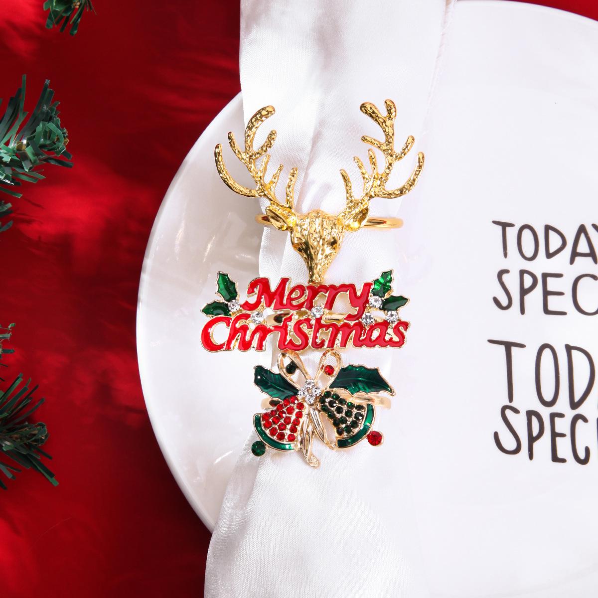 amazon new christmas elk napkin ring deer metal napkin ring dining-table decoration napkin ring in stock Application Scenario