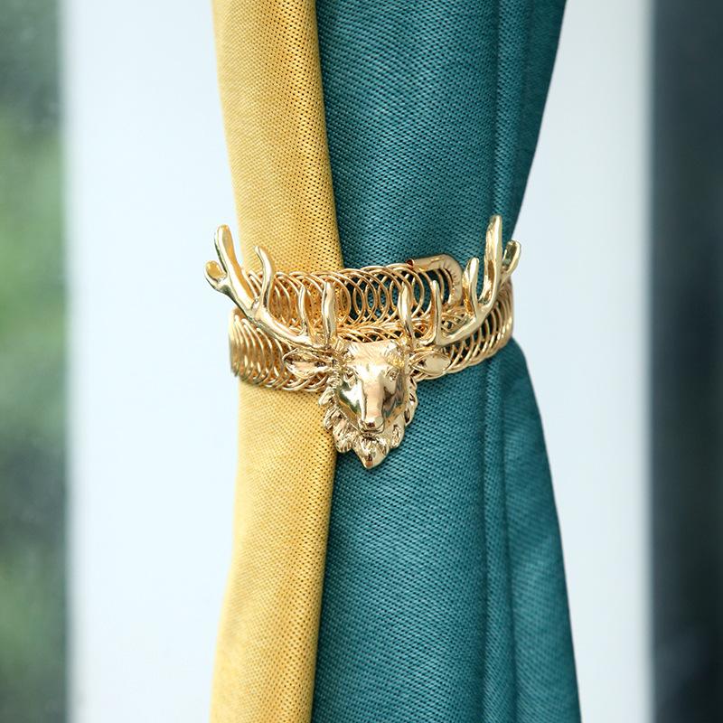 nordic style spring curtain bandage fan blade deer head deer metal decorative accessories elastic rope curtain buckle full figure