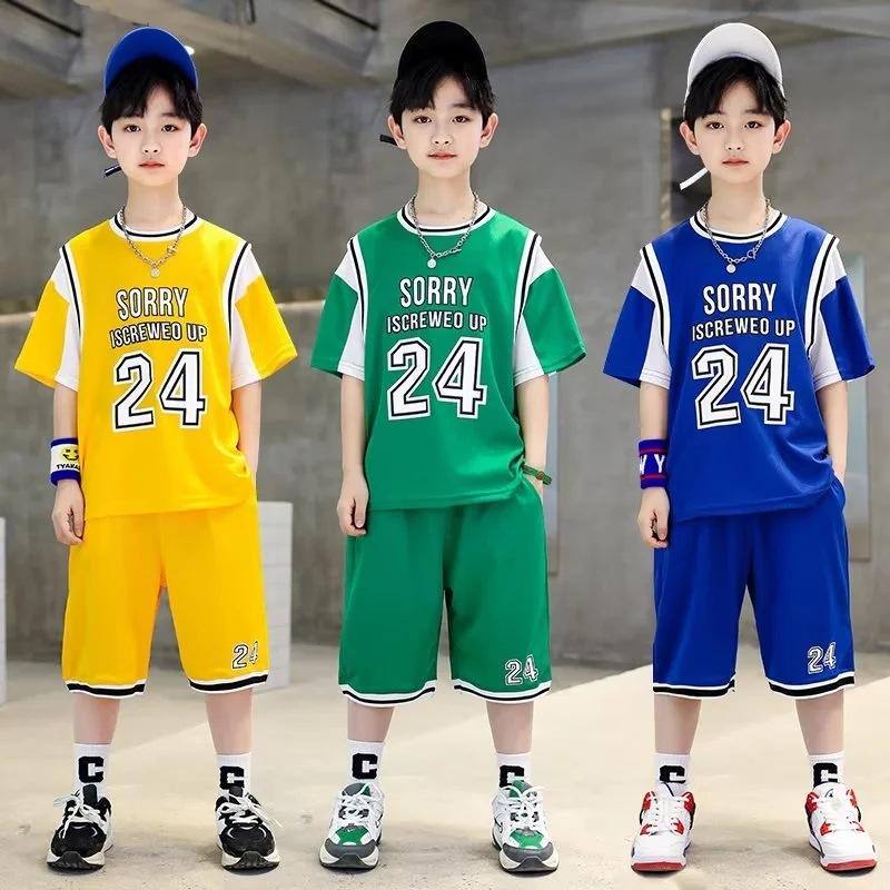 Children's Clothing Boys' Quick-Drying Clothes Suit Middle and Big Children Primary School Children's Basketball Clothes No. 24 Kobe Sports Sets Jersey tide