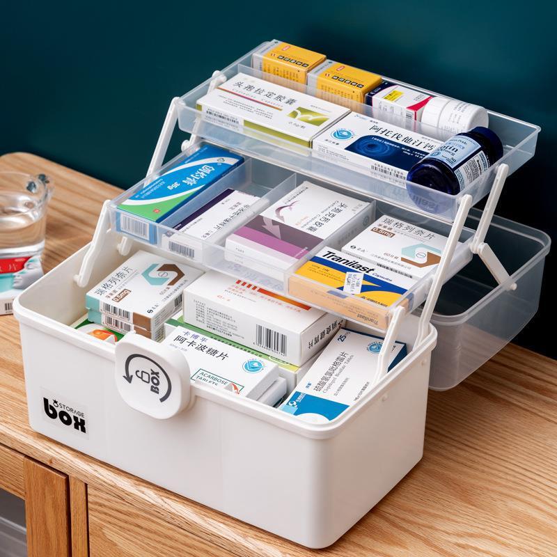 medicine box family pack household large capacity multi-layer medicine storage box medical first-aid kit medical large small size medicine box details Picture