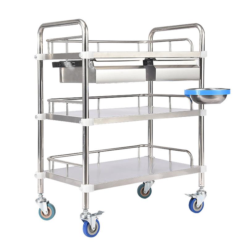 medical trolley stainless steel treatment car hospital storage rack trolley beauty salon medical mobile trolley storage