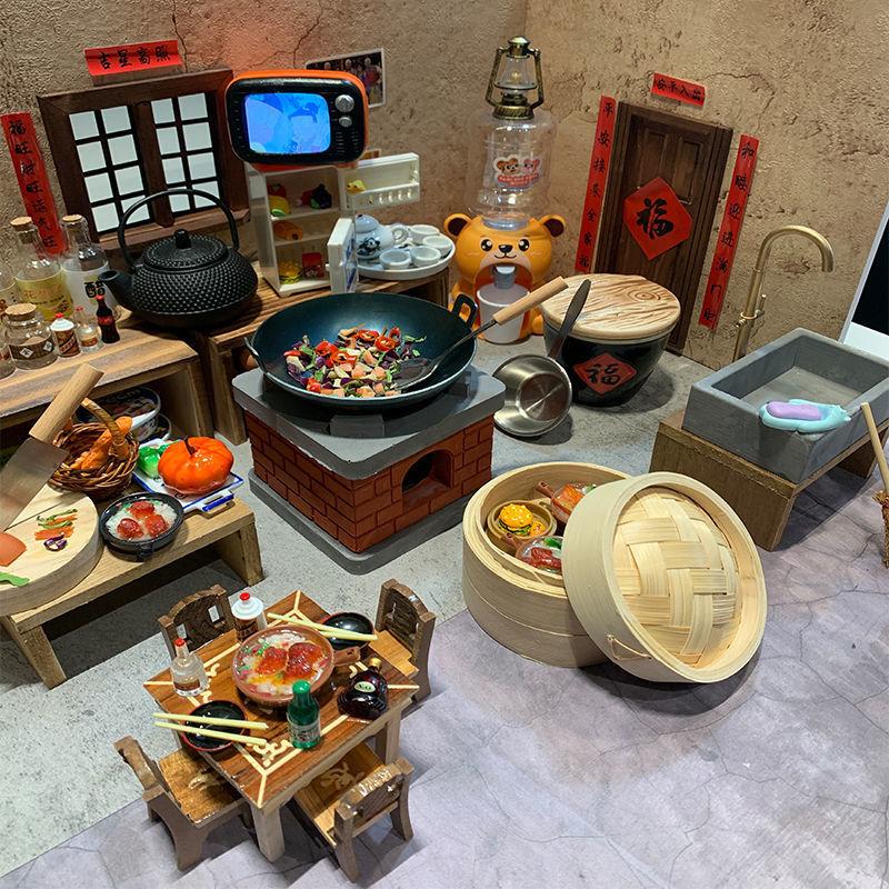 children's mini small kitchen play house cooking toys real cooking wooden full set simulation kitchenware suit factory wholesale