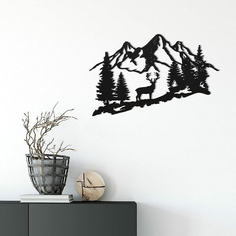 metal deer wall art forest deer wall decoration metal mountain deer house decoration details Picture