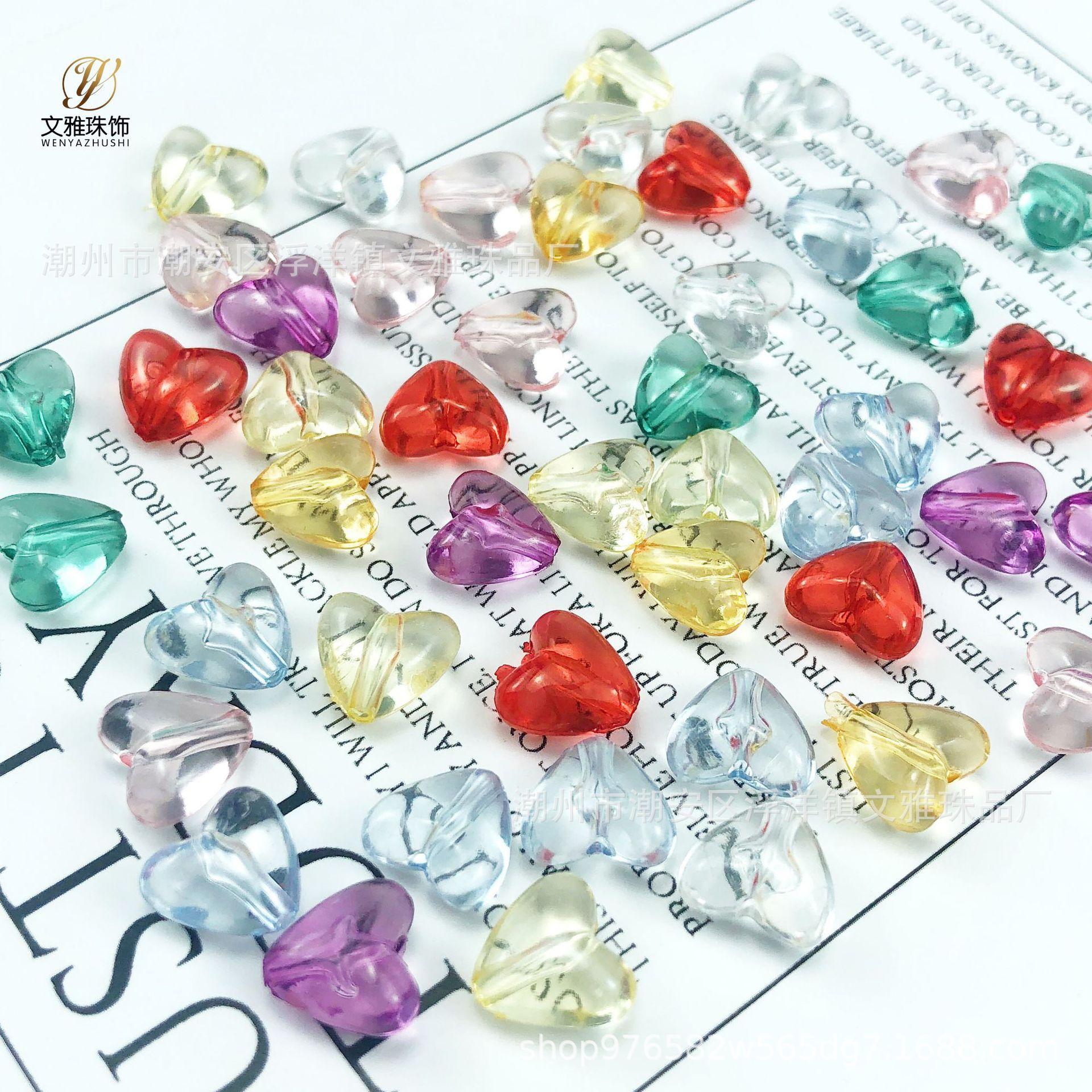 acrylic transparent color straight hole love diy peach heart mobile phone charm beaded acrylic material jewelry accessories