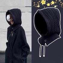 balaclava women's winter warm twist braid hat scarf integrated ear protection cold-proof wool knitted hat