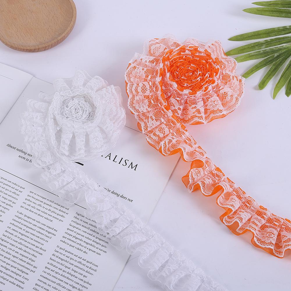4cm yarn strip + lace color ethnic style lace wrinkle clothing home soft toy accessories factory wholesale full figure
