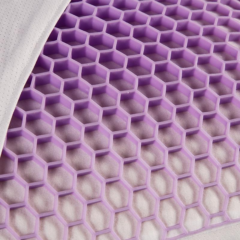 tpe high elastic air pillow hollowed purple honeycomb mesh gel pillow cervical support no pressure sleep latex pillow details Picture