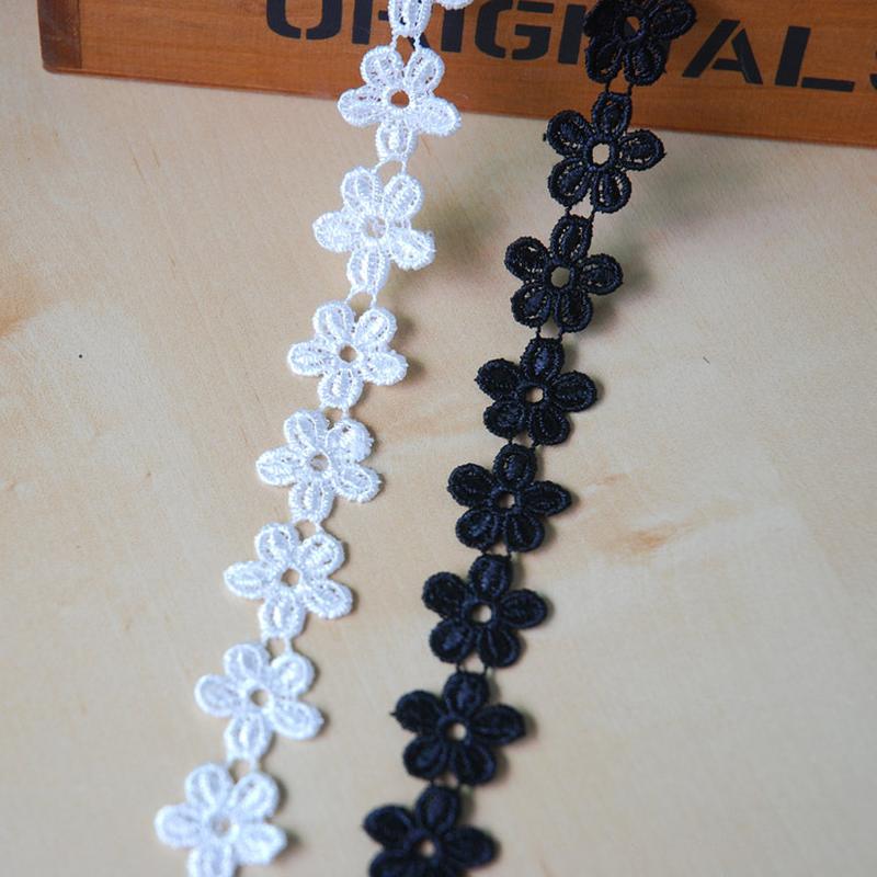 5-petal black and white flower lace water soluble lace embroidery lace diy clothing sccessories wedding lace polyester