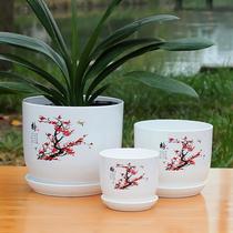 ceramic-like white porcelain pp resin indoor pot flower pot extra large simple bowl lotus succulent clivia plastic flower pot
