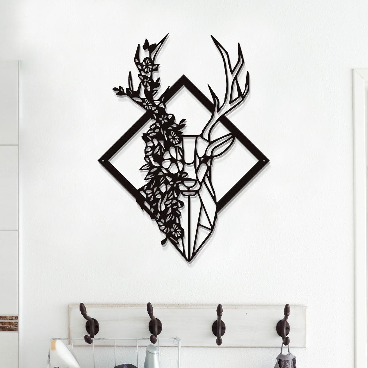 large metal deer wall art decoration country cottage decoration hunting decoration modern artistic home decorative wall Specification drawing