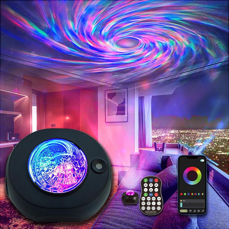 rotating northern lights star light galaxy starry projection lamp mobile app bluetooth music laser light magic ball light