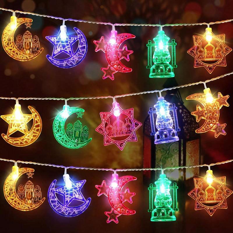 cross-border led moon star light string star and moon decorative lights middle east festival atmosphere layout castle palace colored lights