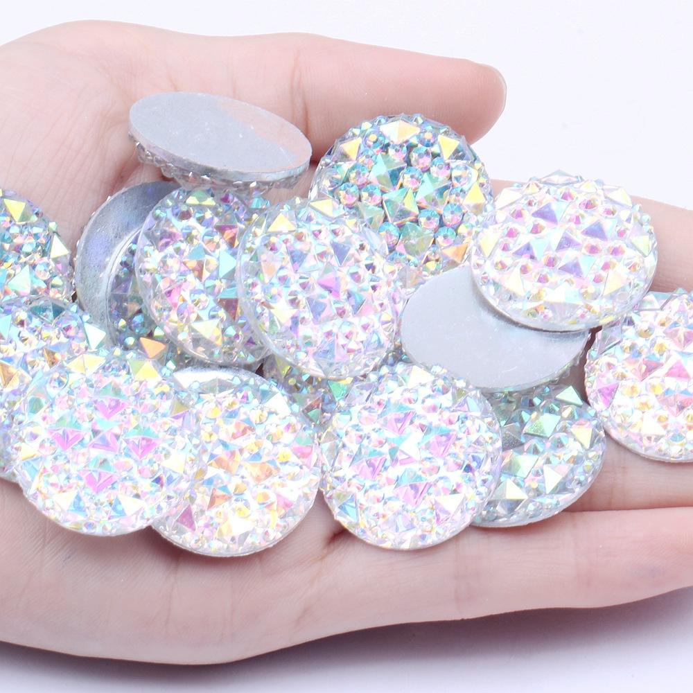 pineapple thorn flat bottom resin drill white ab crocodile back round color size all handmade diy material jewelry accessories