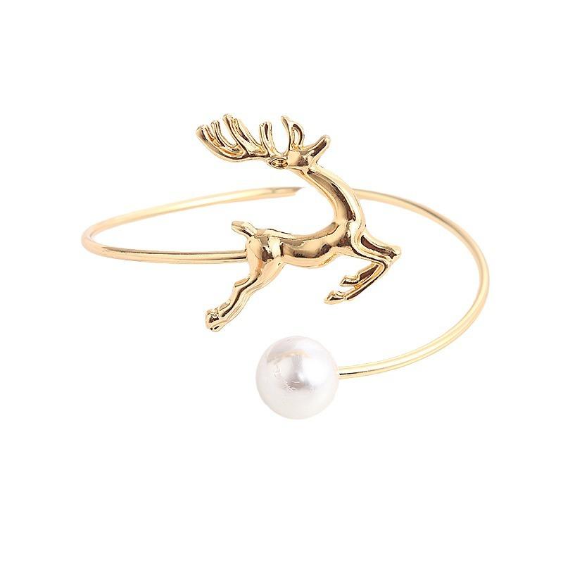 creative metal animal deer pearl collar bracelet bracelet suit random shape simple and light luxury ornament manufacturer Item Picture