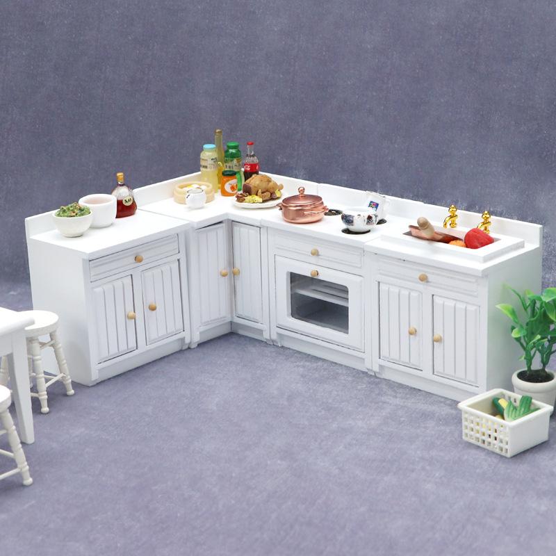 1:12 Dollhouse Dollhouse Mini Furniture Miniature Model Kitchen Scene Pink Combination Cooking Stove