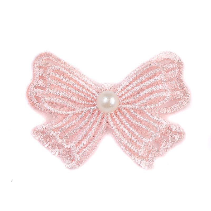 in stock single flower 4.3x5.5cm pearl bow double-layer lace pearl flower wedding lace Item Picture