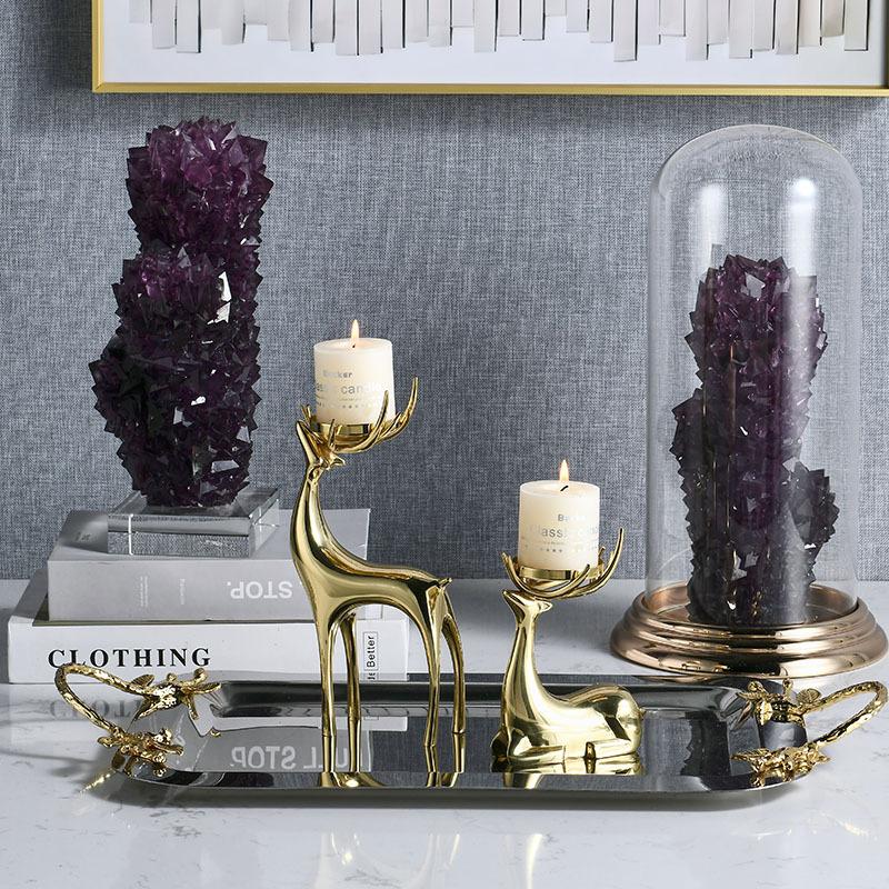 european-style metal candlestick copper deer candle holder gold candle holder retro candle cup crystal decorative crafts ornaments Specification drawing
