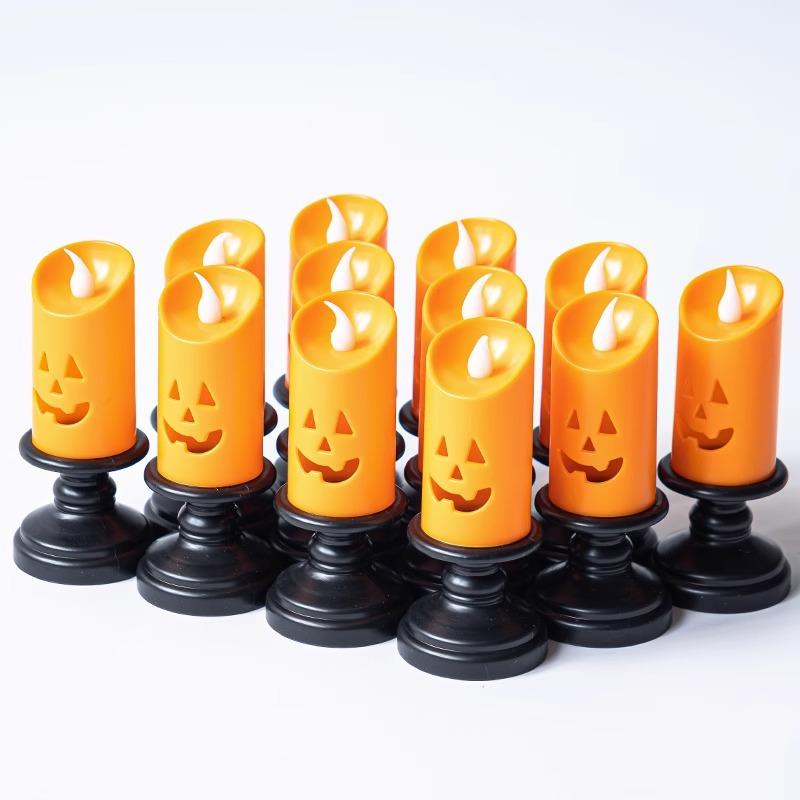 halloween pumpkin lamp hollow led simulation candlestick small night lamp bar atmosphere ghost festival theme park candle light Item Picture