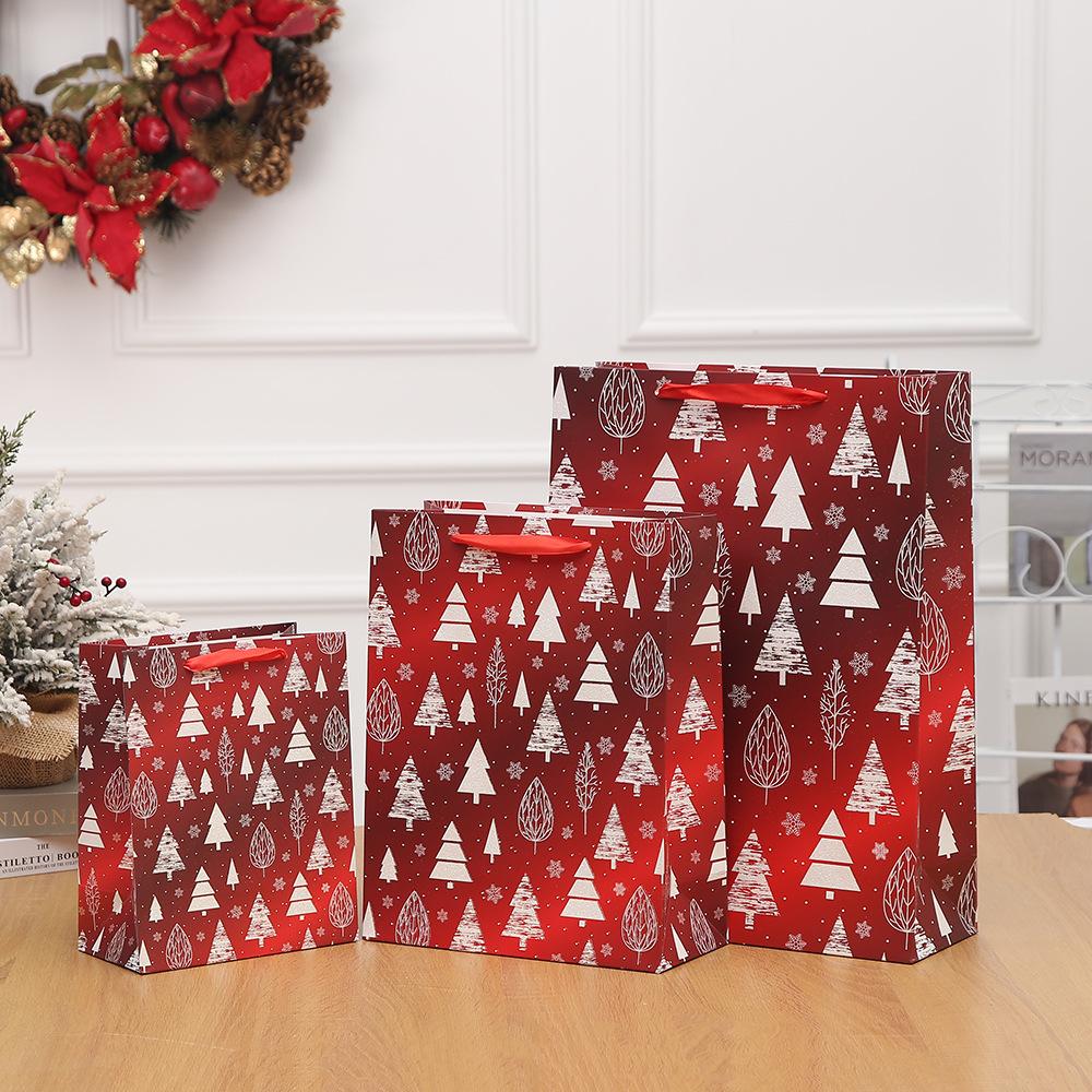 christmas gift bag hand-held packing bags candy gift bags apple packaging creative ivory board bag kraft paper bag details Picture