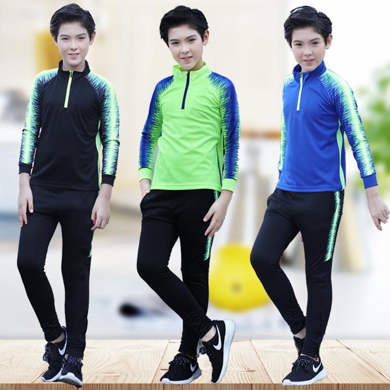 spring and autumn long-sleeved football training suit boys and pupils football jersey team uniform group customized football uniform