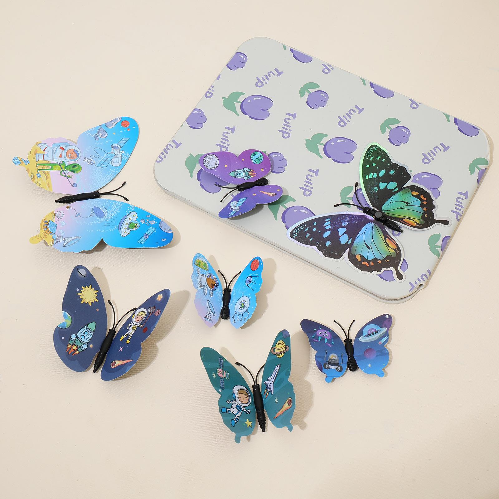3d creative gradient butterfly decorative magnet glue butterfly laser refrigerator decorative butterfly pvc waterproof refridgerator magnets