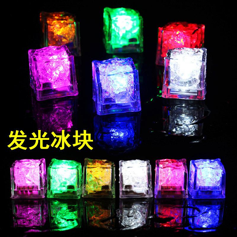 Luminous Ice/Colorful Touch Small Induction Night Lamp/LED Ice Cubes Water Glowing Night Lights Flash