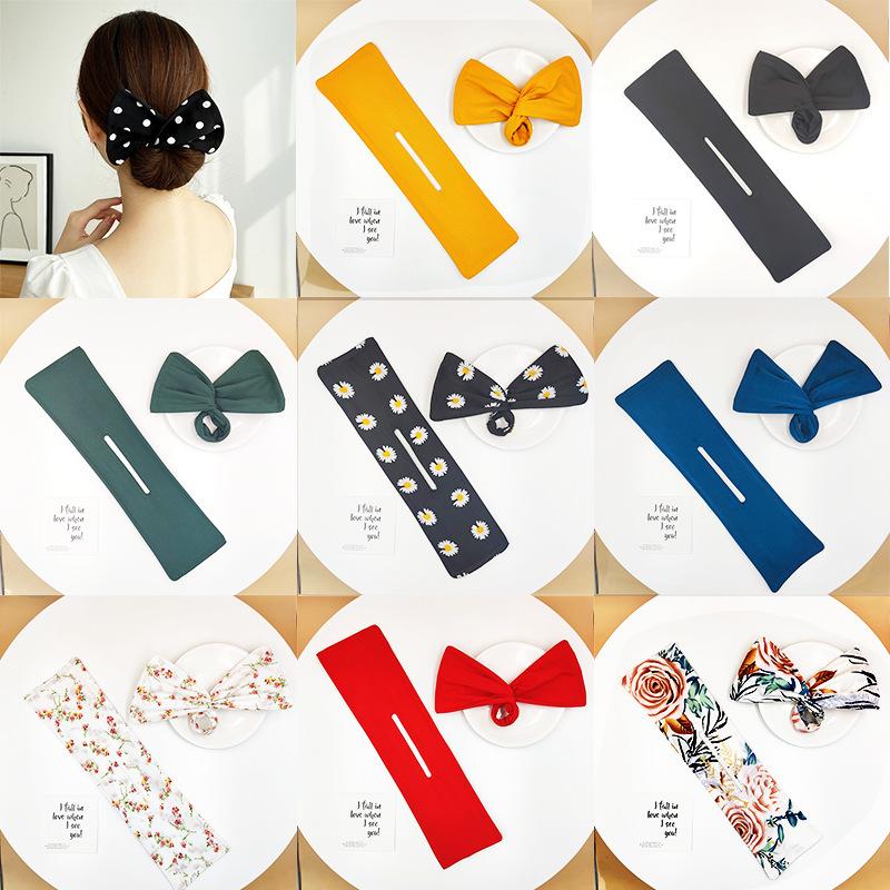 high sense bun banana clip hair band lazy bow print rotating hair band bud-like hair style hair braiding accessories
