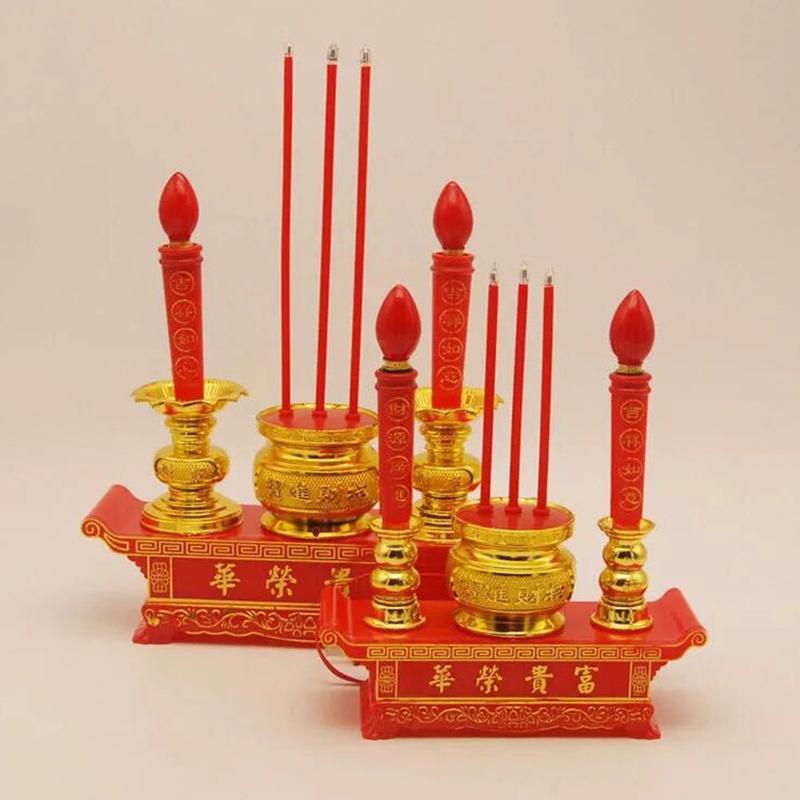 led rich ronghua bulb incense holder electronic censer festive candlestick incense table buddha utensils direct wholesale qingming festival fragrance details Picture