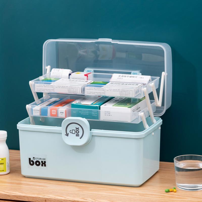 medicine box family pack household large capacity multi-layer medicine storage box medical first-aid kit medical large small size medicine box Specification drawing