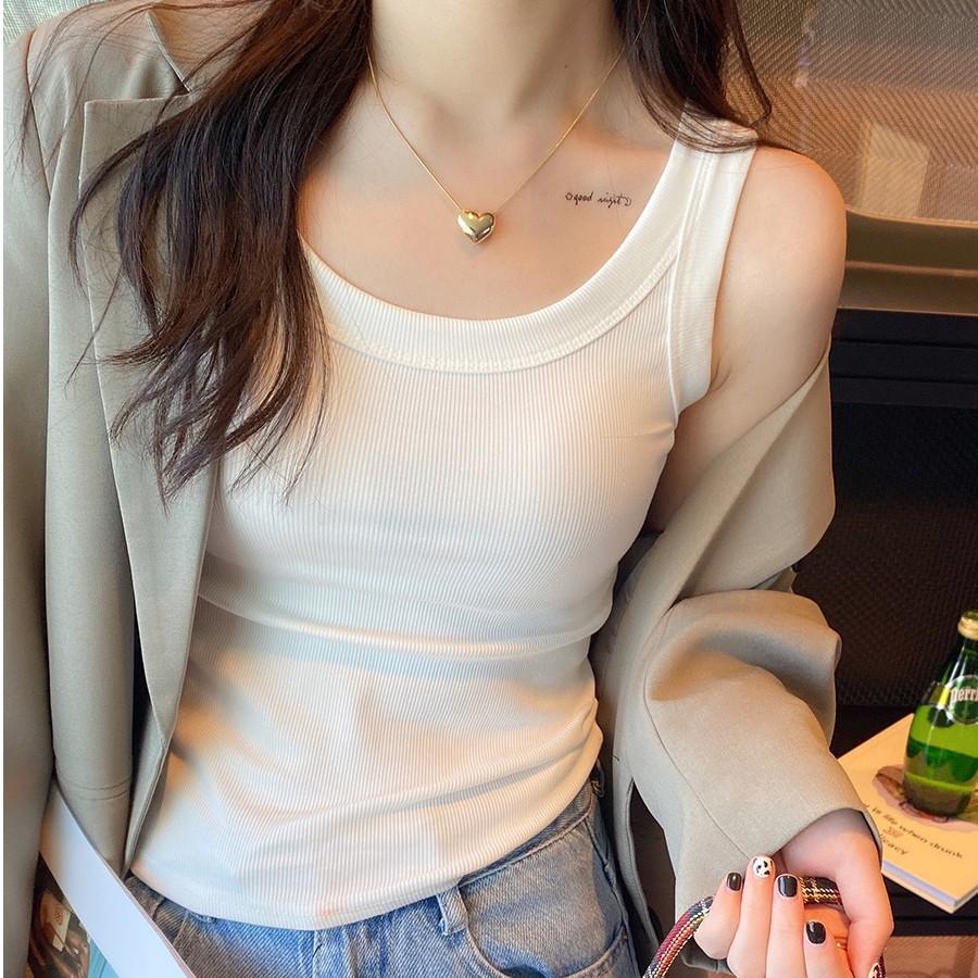 camisole bottoming women's inner wear vest bottoming women's spring/summer white knitted fabric sleeveless i-shaped beautiful tops outerwear women's clothing