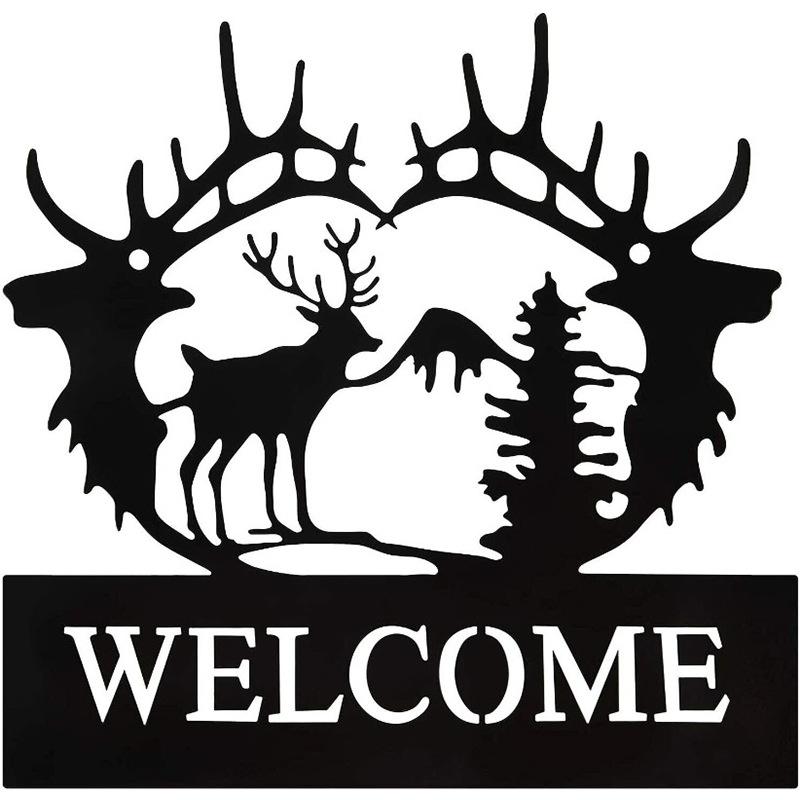 deer metal wall art deer pine tree wall decoration metal deer welcome sign Item Picture