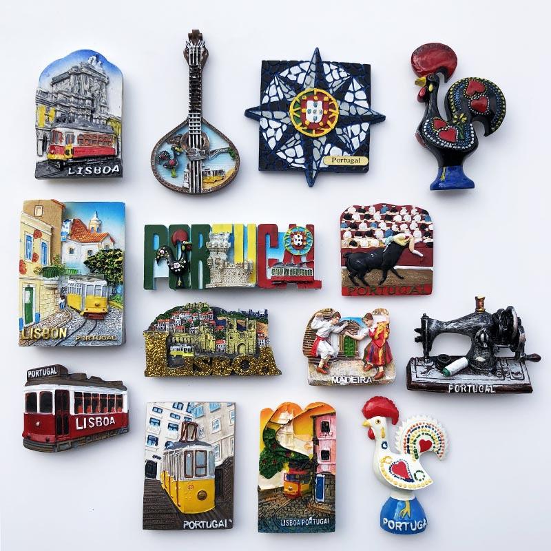 factory wholesale cross-border supply portugal lisbon tourism commemorative crafts resin painted magnet refridgerator magnets