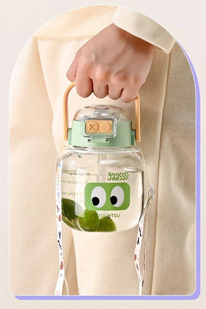 Y217-1550 water cup for students, high appearance level, cartoon double plastic water bottle for both men and women, cute, portable and large capacity detail image 4