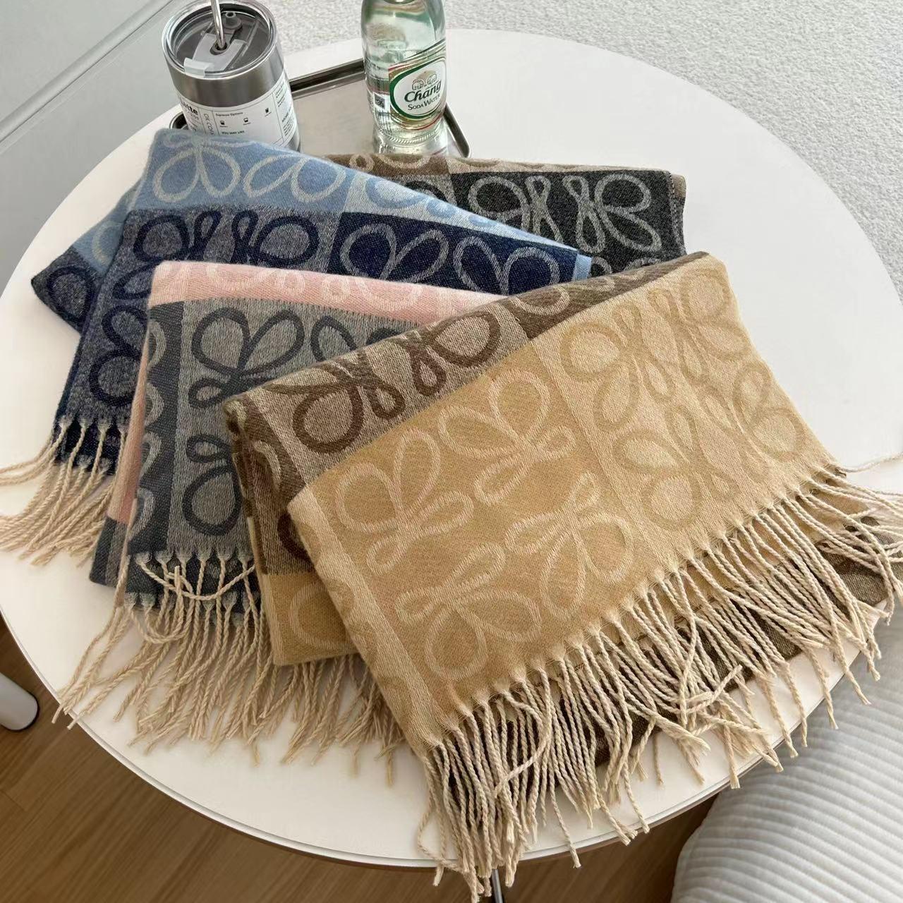 lowe same style luowei presbyopic plaid scarf women's autumn and winter fashion warm jacquard chessboard plaid tassel cashmere-like fashion
