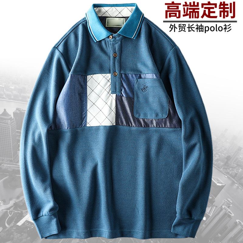 Customized Foreign Trade Cross-Border Autumn Golf Men's Long-Sleeved T-shirt Sports Lapel Polo Shirt Quick-Drying Men's Jersey