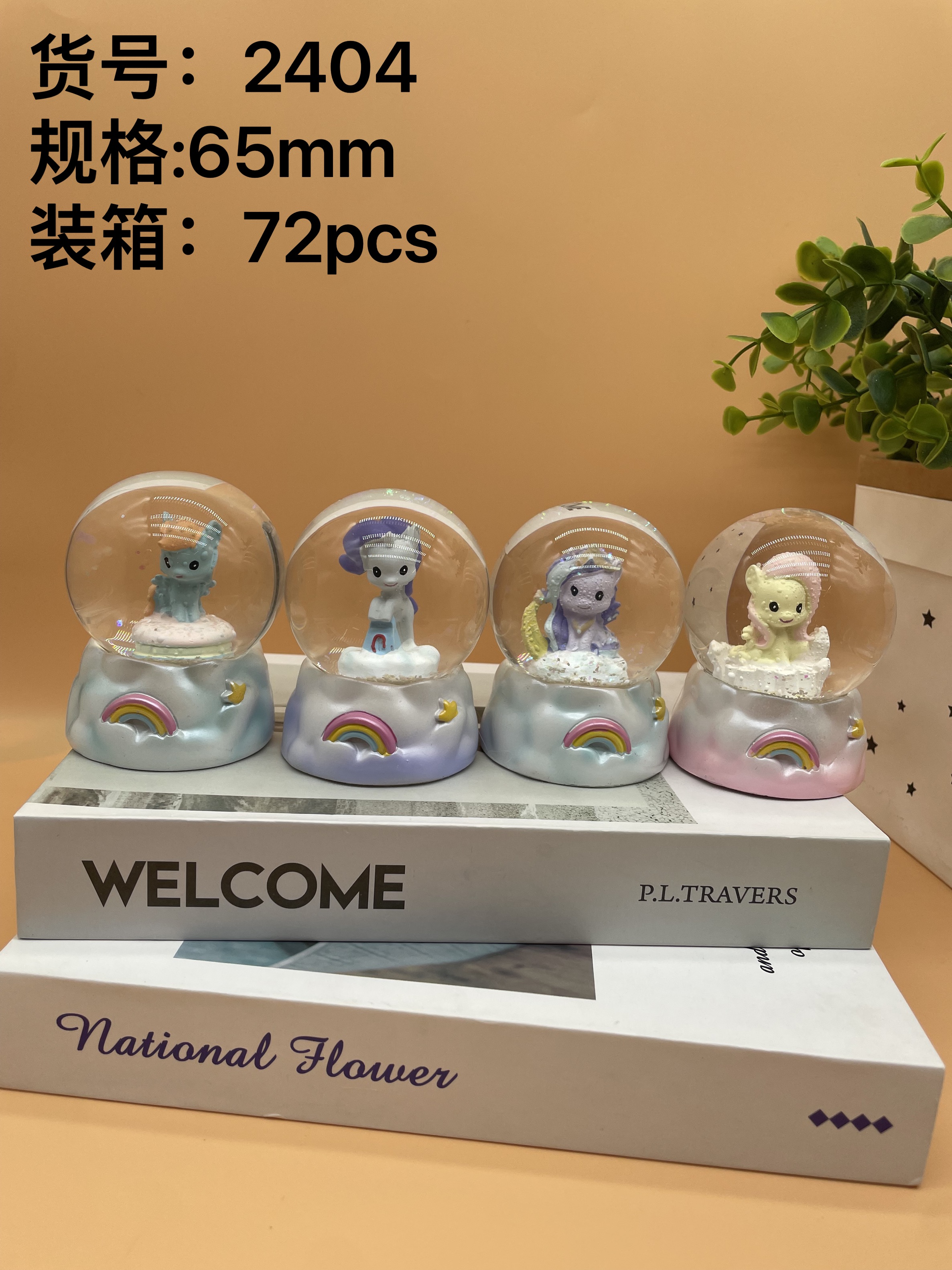 65mm水晶球小熊，摆件，树脂材料
