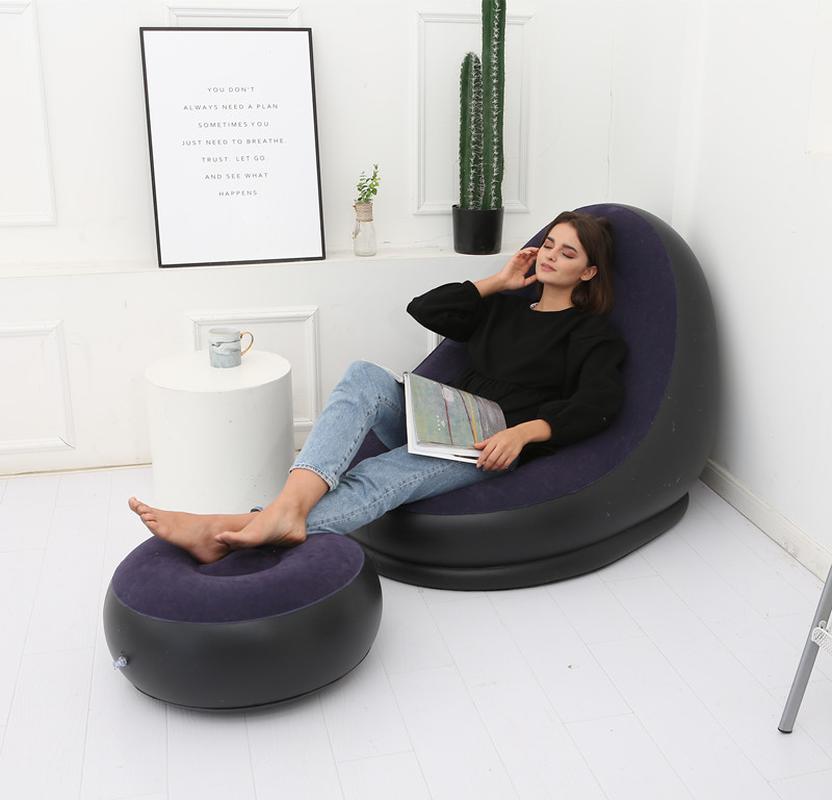 New Inflatable Lounger Portable with Foot Mat Lazy Sofa Flocking Bed Outdoor Furniture Gift Wholesale Application Scenario