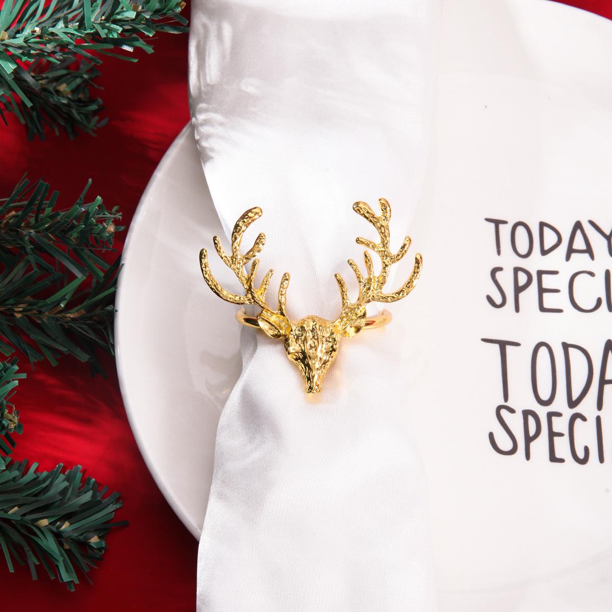 amazon new christmas elk napkin ring deer metal napkin ring dining-table decoration napkin ring in stock details Picture