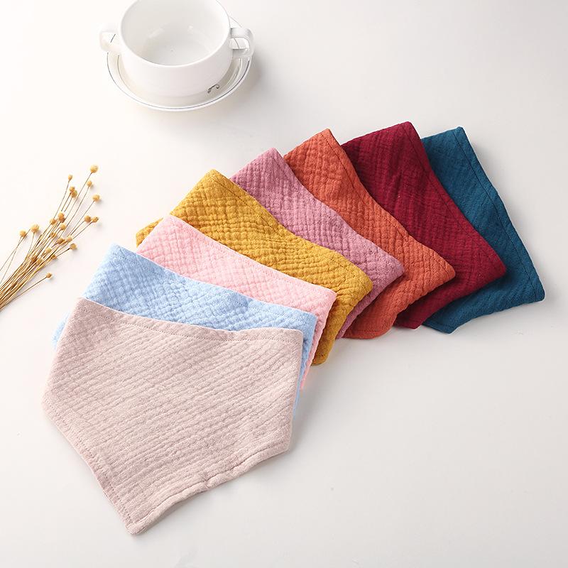 double-layer gauze solid color cotton baby bib european and american muslin baby bibs children crepe triangular binder Specification drawing