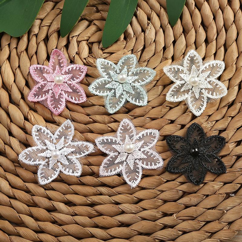 new multi-color beaded lace flower diy clothing sccessories wedding lace polyester headdress organza lace